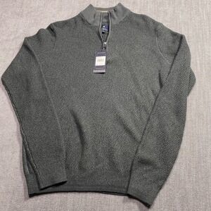 Ben Sherman Mens Canopy Green Open Knit Mock Neck Quarter Zip Sweater BS34SR031